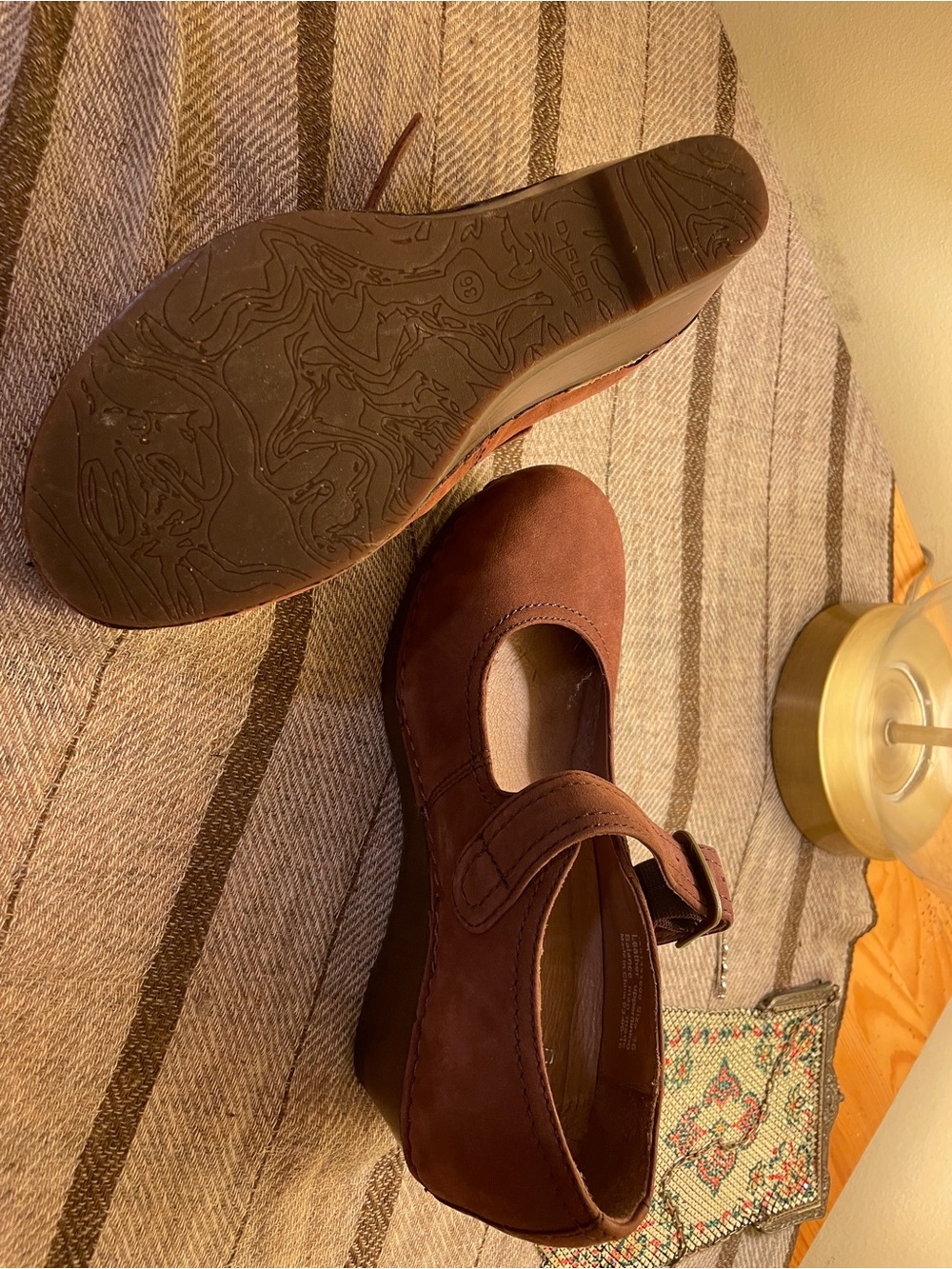 Dansko .Women's Brown Suede Mary Jane Wedge Shoes